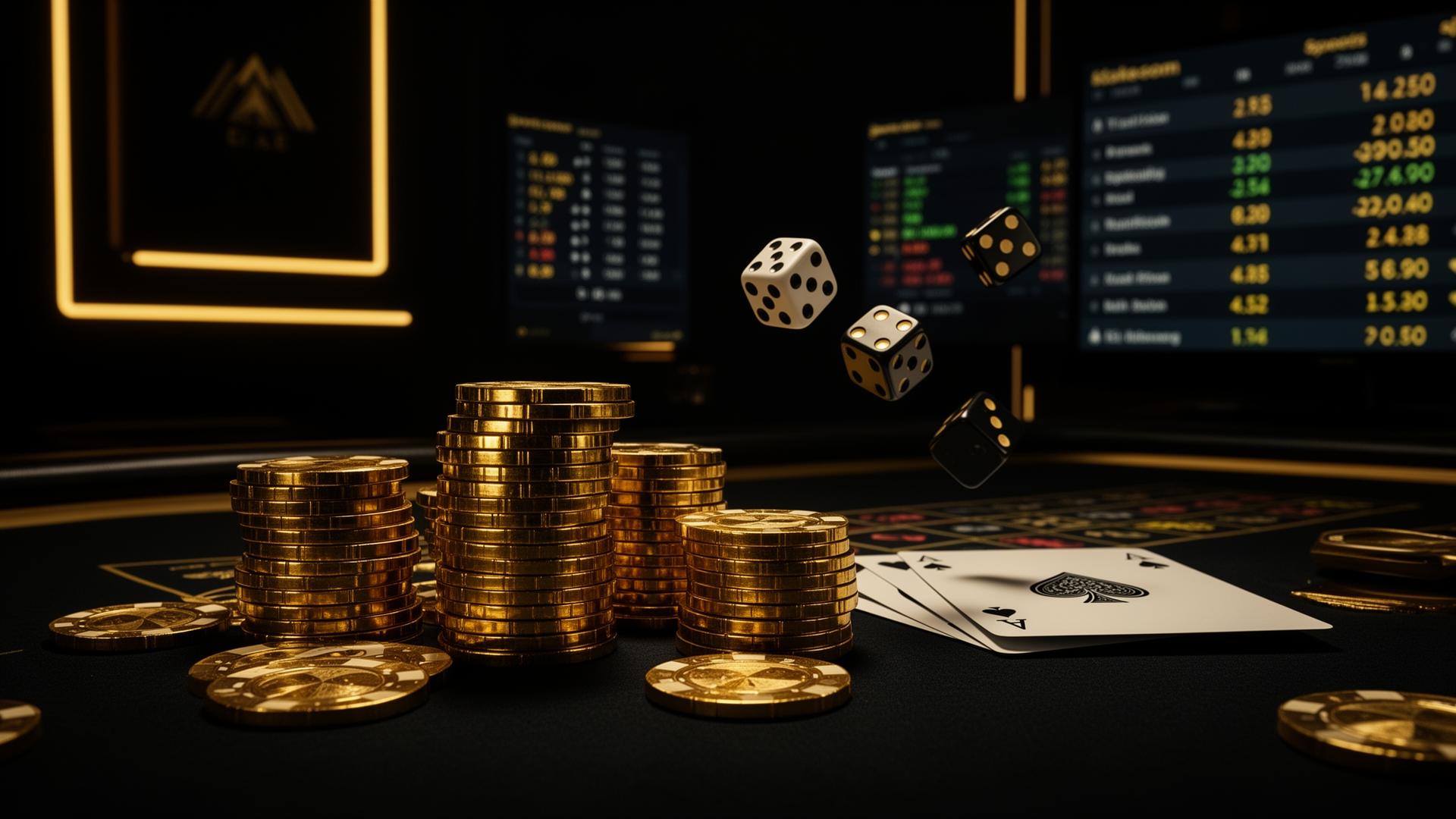 Premium casino chips, cards and sports betting odds